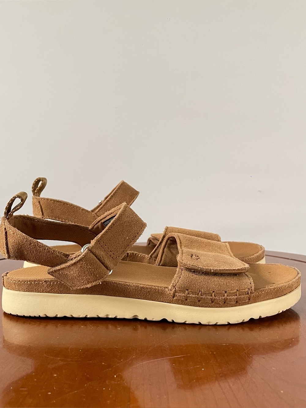 UGG women's Ileana Brown Suede Strap wedge Sandals | US 6